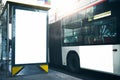 Empty lightbox on the bus stop in center of city