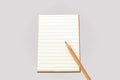 Empty lines notebook with brown cover and brown pencil , Royalty Free Stock Photo