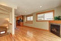 Empty living room interior with corner fireplace Royalty Free Stock Photo