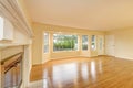 Empty living room interior with polished hardwood floor. Royalty Free Stock Photo