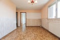 empty living room with kitsch vintage decor and materials