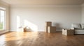 Empty Living Room With Minimalist Tendencies: Realistic Photography Royalty Free Stock Photo