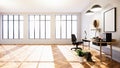 Empty - Living Room white brick wall Loft Style Interior Design. 3D Rendering Royalty Free Stock Photo