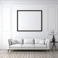 Minimalistic White Couch With Empty Frame On White Wall