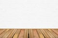 Empty living room with wooden floor and white painted brick wall Royalty Free Stock Photo