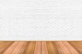 Empty living room with wooden floor and white painted brick wall Royalty Free Stock Photo