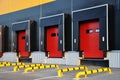 Empty loading dock of a large warehouse. Royalty Free Stock Photo