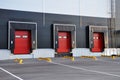 Empty loading dock of a large warehouse. Modern warehouse complex