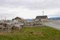 empty lobster and crab traps along the road in newfoundland Royalty Free Stock Photo