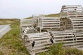 empty lobster and crab traps along the road in newfoundland Royalty Free Stock Photo