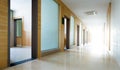 Empty long corridor in hospital Royalty Free Stock Photo