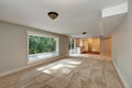 Empty long living room interior with carpet floor. Royalty Free Stock Photo