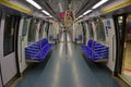 An empty LRT or MRT without passengers in Singapore Royalty Free Stock Photo