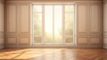 empty luxury room with beige wall folding door with sunlight