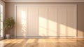 empty luxury room with beige wall folding door with sunlight