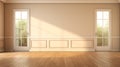 empty luxury room with beige wall folding door with sunlight