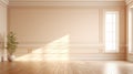 empty luxury room with beige wall folding door with sunlight