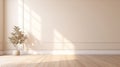 empty luxury room with beige wall folding door with sunlight