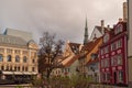 Empty LÃÂ«vu Square in the Old Town of Riga with beautiful clouds in the sky over it