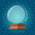 Empty magic snow globe vector illustration. Christmas snowglobe gift Royalty Free Stock Photo