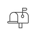 Empty Mailbox, icon in line design. Empty, mailbox, inbox, mail, no, message, vacant on white background vector. Empty