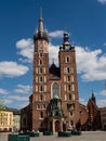 Almost empty Main Square in Krakow during coronavirus covid-19 pandemic. Royalty Free Stock Photo