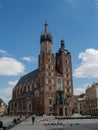 Almost empty Main Square in Krakow during coronavirus covid-19 pandemic.  View over Wislna street Royalty Free Stock Photo