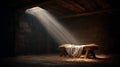 Empty Manger in Rustic Stable with Morning Light Royalty Free Stock Photo