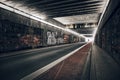 Empty Mannheim Tunnel with graffiti wall in Germany