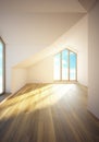 Empty mansard room with windows Royalty Free Stock Photo