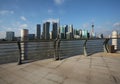 Empty marble road surface floor with Shanghai Skyline Royalty Free Stock Photo