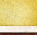 Empty marble Table top at golden mosaic tiles wall,Template mock Royalty Free Stock Photo