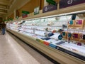 Empty meat counter at a Publix grocery store.