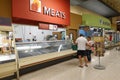 Empty meat display shelves at a Publix grocery store due to the people panicking and hoarding paper and food products