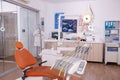 Empty medical clinic orthodontic hospital room with stomatology dental equipment