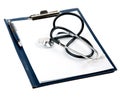 Empty medical document with a stethoscope Royalty Free Stock Photo