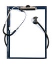 Empty medical document with a stethoscope Royalty Free Stock Photo
