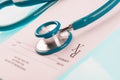Empty medical prescription with stethoscope Royalty Free Stock Photo