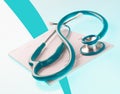 Empty medical prescription with stethoscope Royalty Free Stock Photo