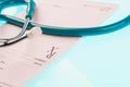 Empty medical prescription with stethoscope Royalty Free Stock Photo