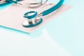 Empty medical prescription with stethoscope Royalty Free Stock Photo
