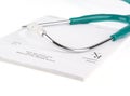 Empty medical prescription with a stethoscope isolated Royalty Free Stock Photo