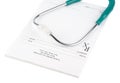 Empty medical prescription with a stethoscope isolated Royalty Free Stock Photo
