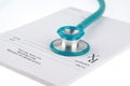 Empty medical prescription with a stethoscope isolated Royalty Free Stock Photo