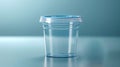 Empty Medical specimen container for urine analysis. Clear cup with secure cap. Concept of laboratory processing, kidney