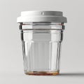 Empty Medical specimen container for urine analysis. Clear cup with secure white cap. Concept of laboratory processing