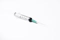 Empty medical syringe closeup isolated on white background Royalty Free Stock Photo