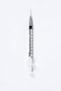 Empty medical syringe needle on white background Royalty Free Stock Photo