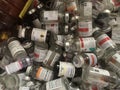 Empty Medicine bottles accumulated as medical waste and ready to dump from an hospital