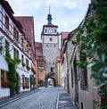 Empty Medieval Cobblestone Street in Rothenburg, Bavaria, Germany